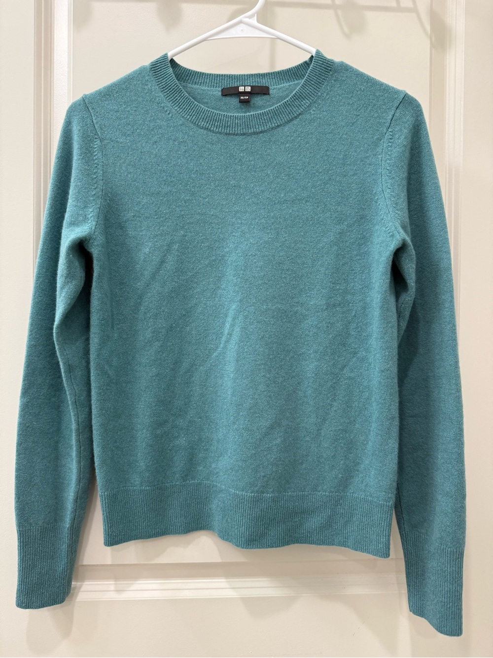 Uniqlo 100% Cashmere Crew Neck Sweater Teal Long Sleeve Basic Sz XS